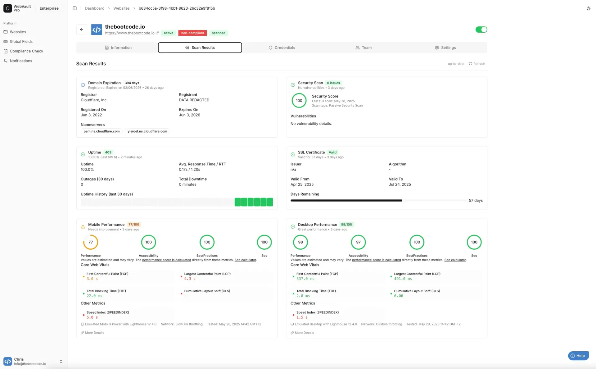 WebVault Pro Dashboard